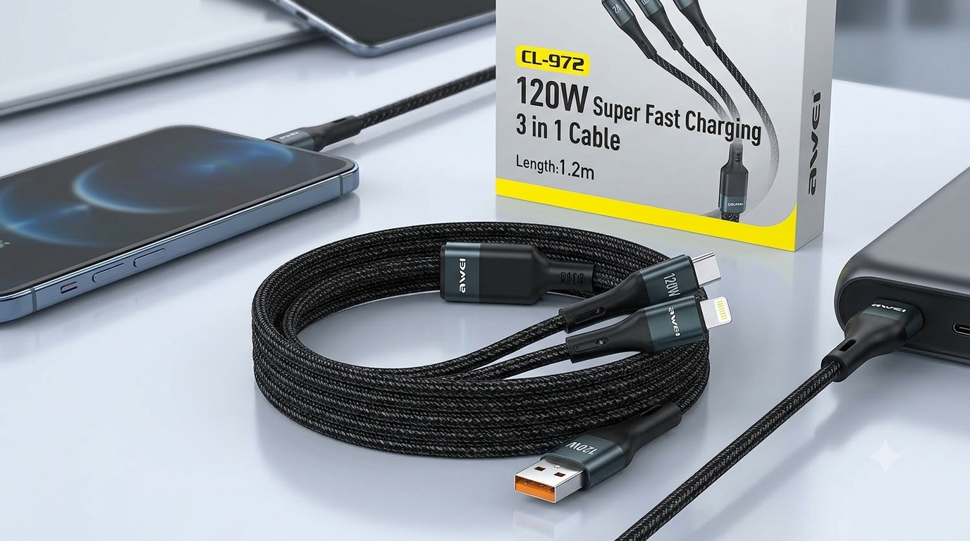 AWEI CL-972 120W 3in1 fast charging cable 1.2m