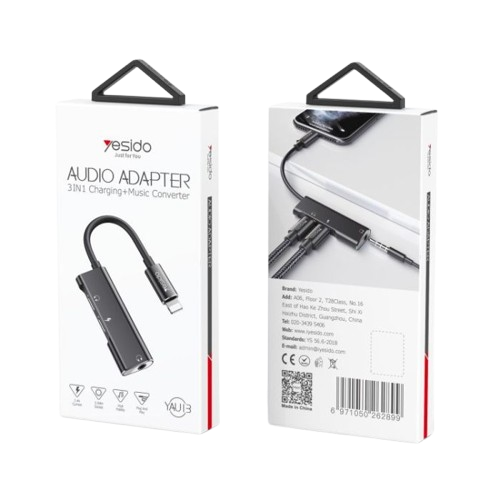 Yesido YAU13 Splitter Lightning To 3.5Mm Aux Audio Jack Charger Cable