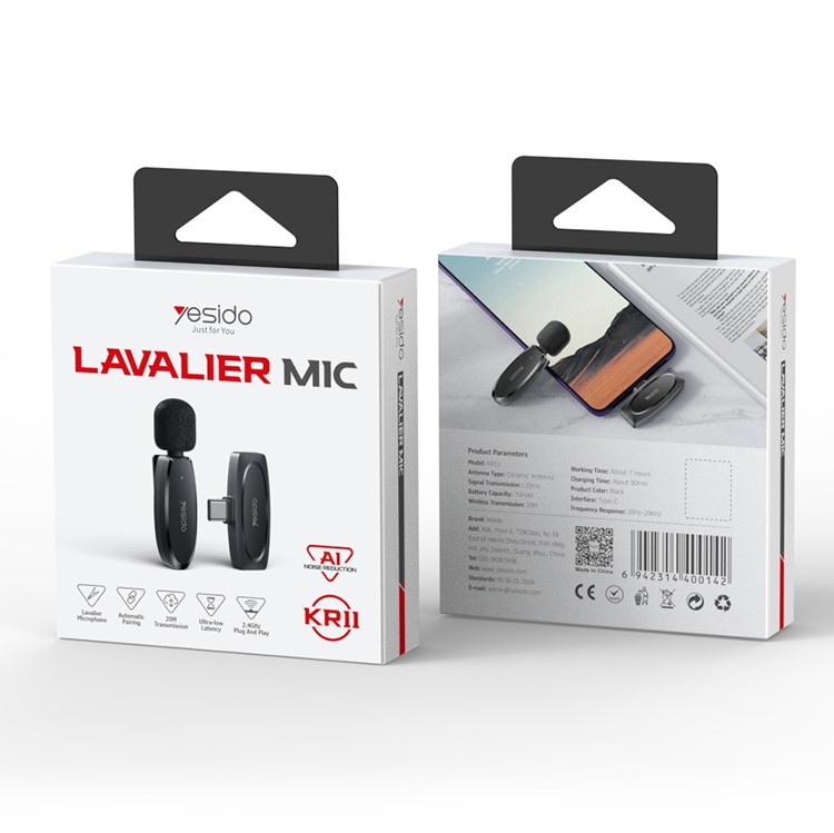 Yesido KR11 Wireless Lavalier Microphone