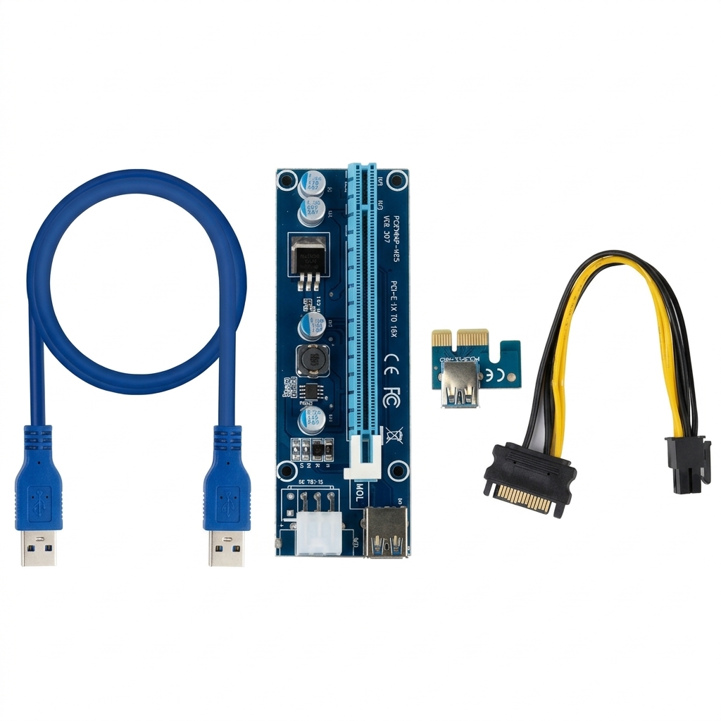 PCI-E 1x to 16x Risers 6 Pin Power Connector Extender USB 3.0 Data Cable Crypto Mining Machine